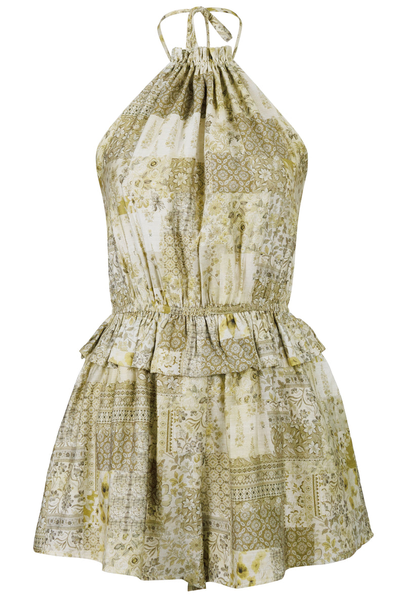 Floral Paisley Romper Green Multi