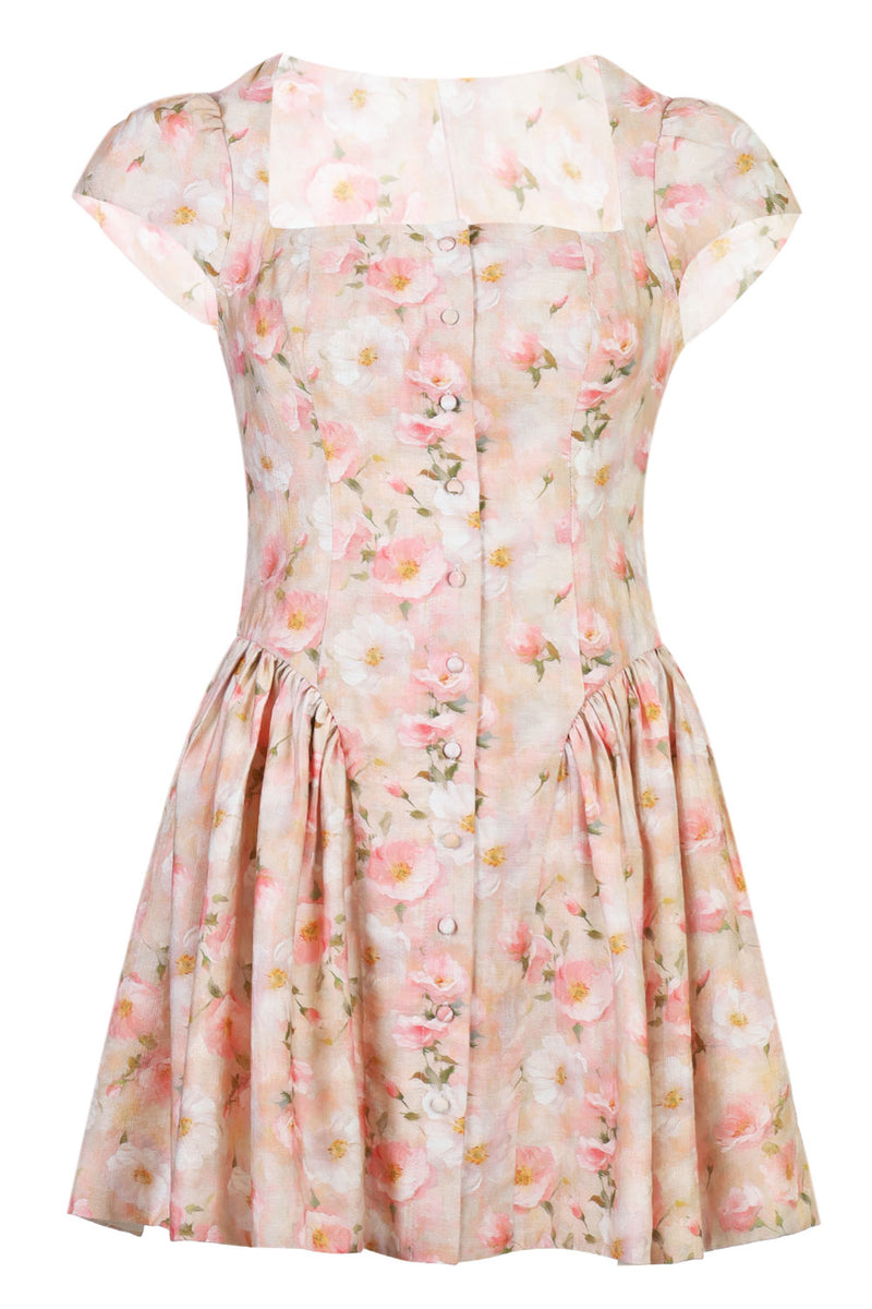 Floral Print Mini Dress Coral