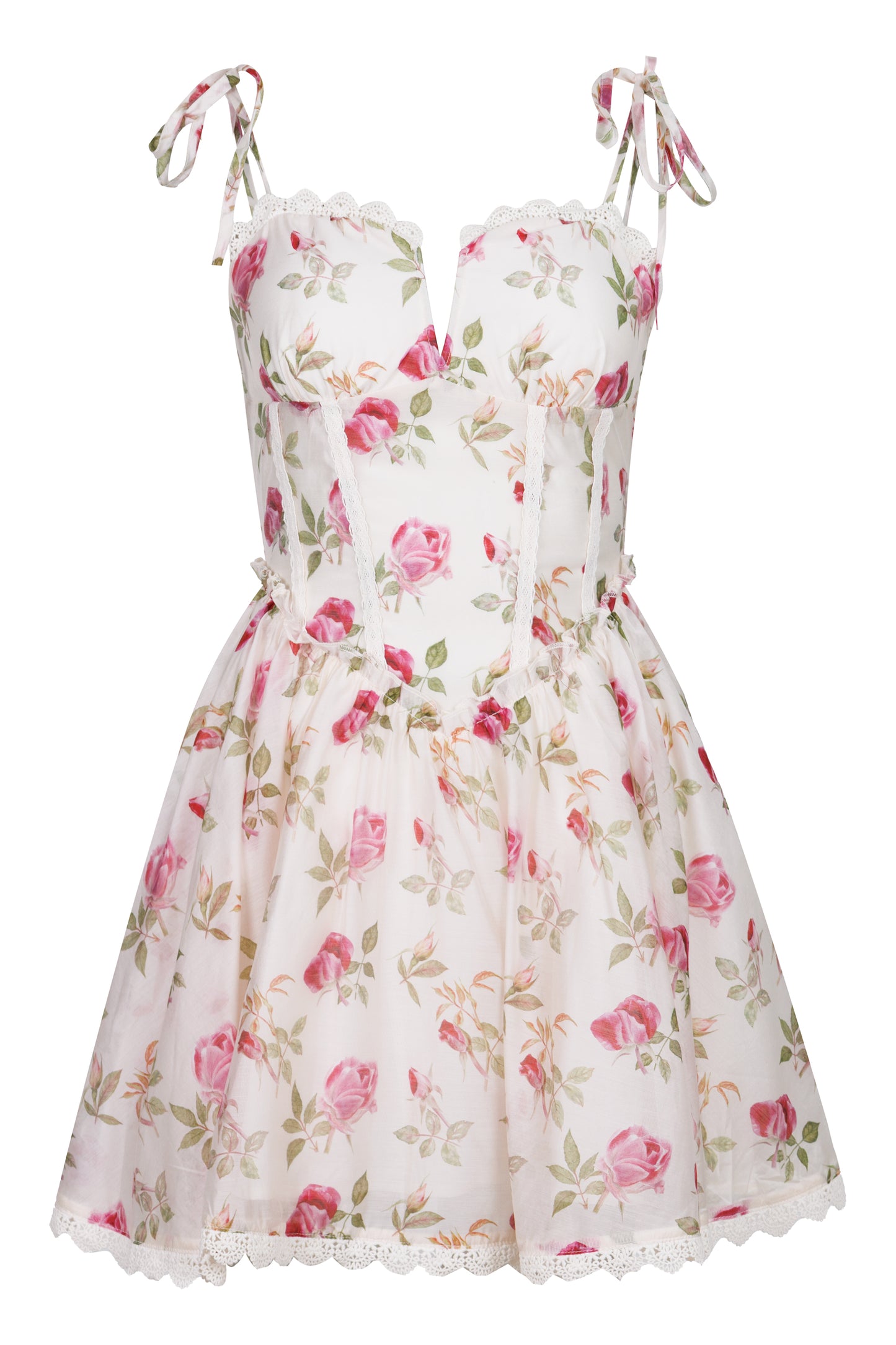 Load image into Gallery viewer, Floral Print Mini Dress Cream
