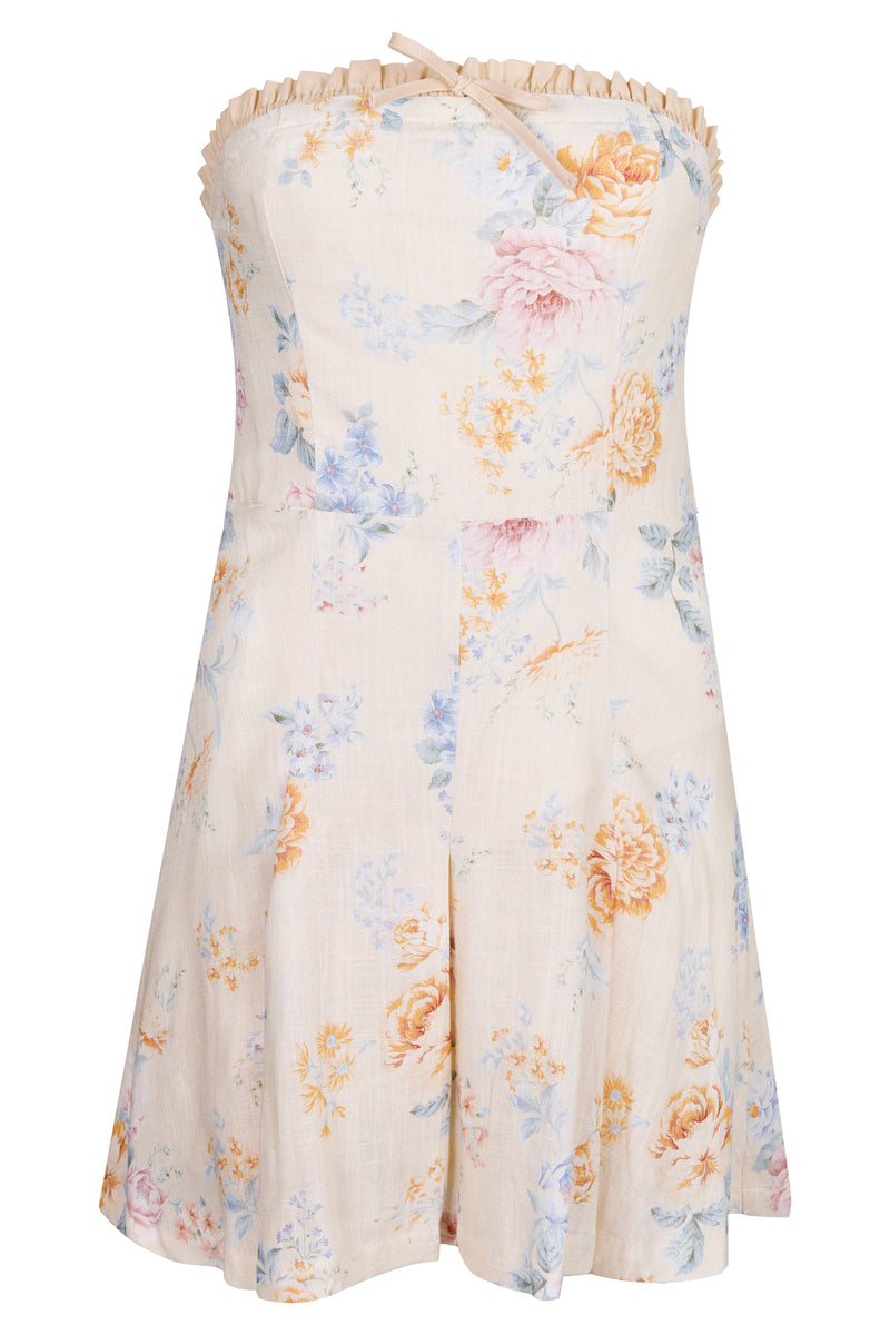 Floral Print Tube Dress Light Tuape