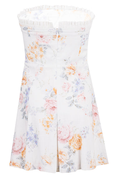Floral Print Tube Dress Off White