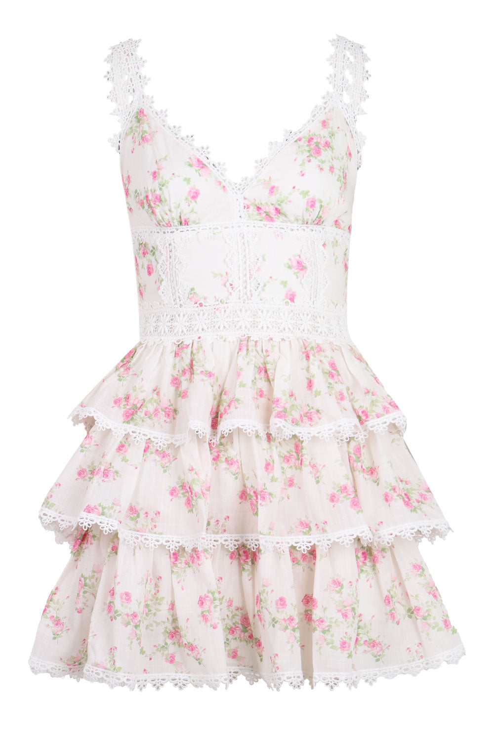 Load image into Gallery viewer, Floral Printed Lace Mini Dress Pink
