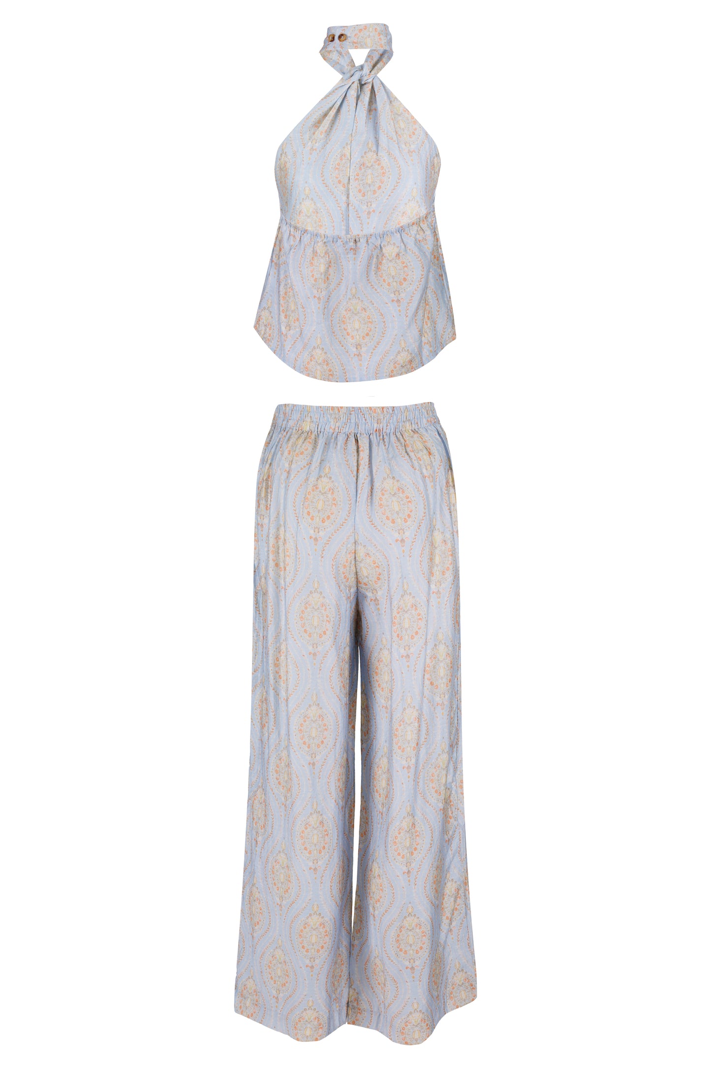 Load image into Gallery viewer, Halterneck Top and Pants Set Blue
