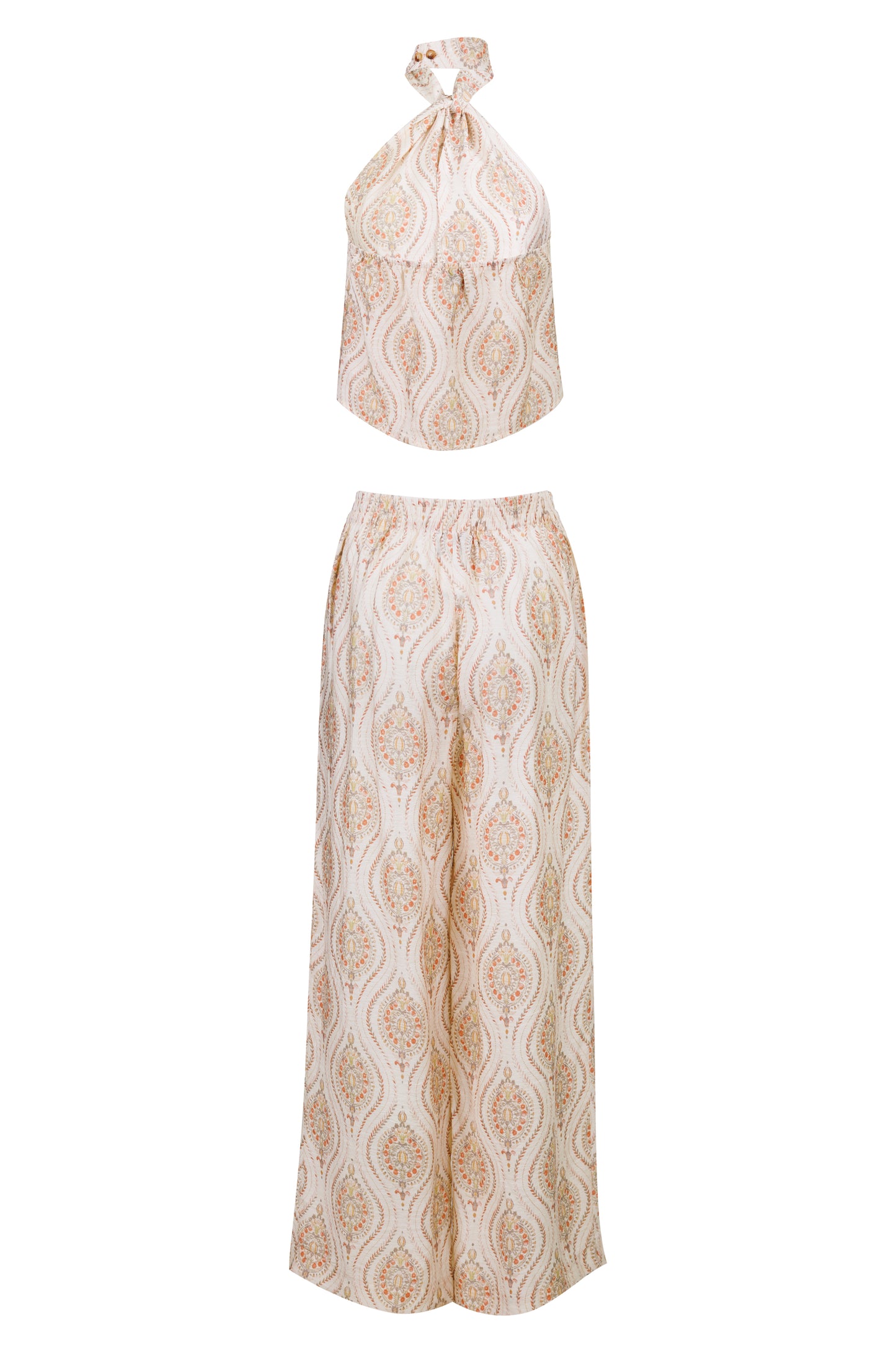 Load image into Gallery viewer, Halterneck Top and Pants Set Cream
