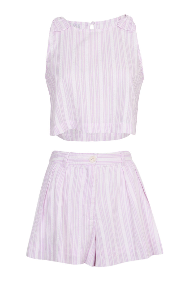 Kendall Crop Top and Shorts Set Pink Lavender