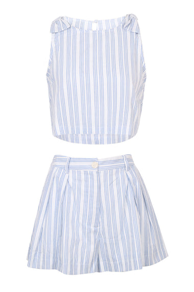 Kendall Crop Top and Shorts Set Blue