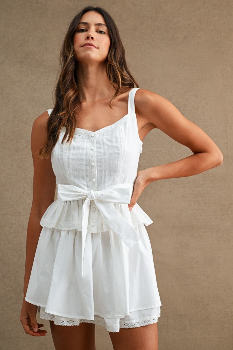 Load image into Gallery viewer, Lace Shoulder Top and Skirt Set Off White

