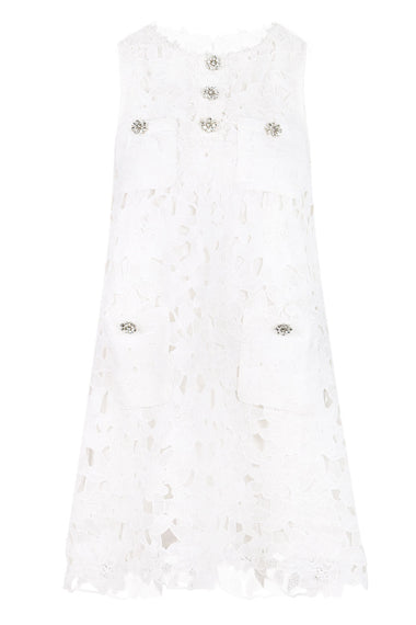 Lace Sleeveless Dress Off White