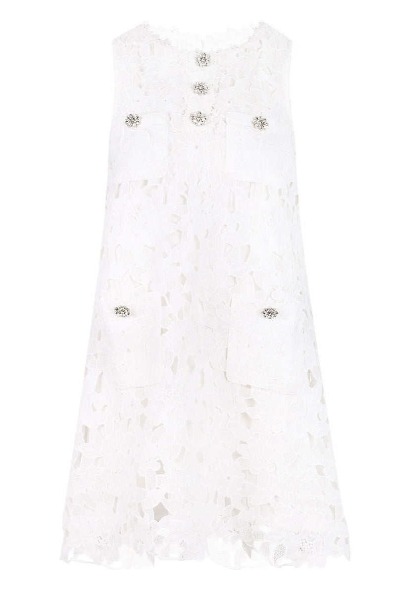 Lace Sleeveless Dress Off White