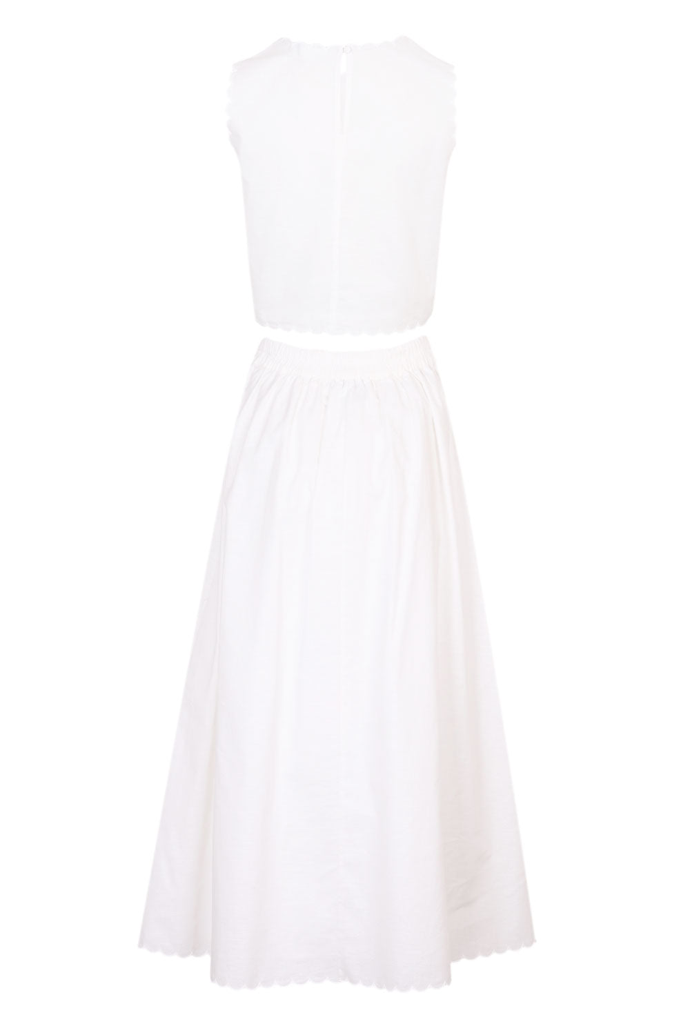 Load image into Gallery viewer, Linen Eyelet Crop Top and Midi Skirt Set Off White
