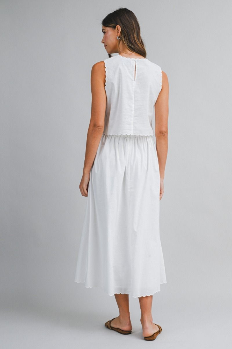 Load image into Gallery viewer, Linen Eyelet Crop Top and Midi Skirt Set Off White
