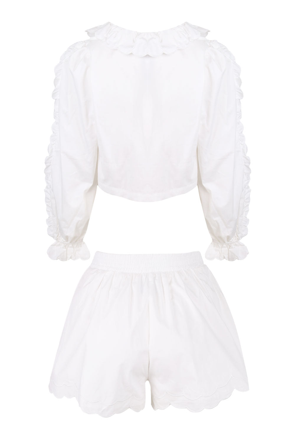 Load image into Gallery viewer, Long Sleeve Blouse and Shorts Set Off White
