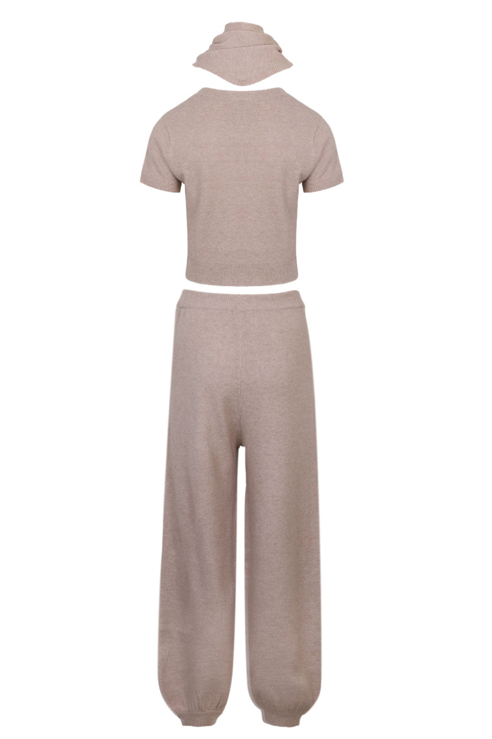 Load image into Gallery viewer, Ondine Basic Knit Top and Jogger Pants Set with Scarf Taupe
