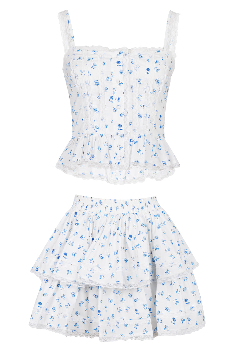 Peplum Top and Skirt Set Off White