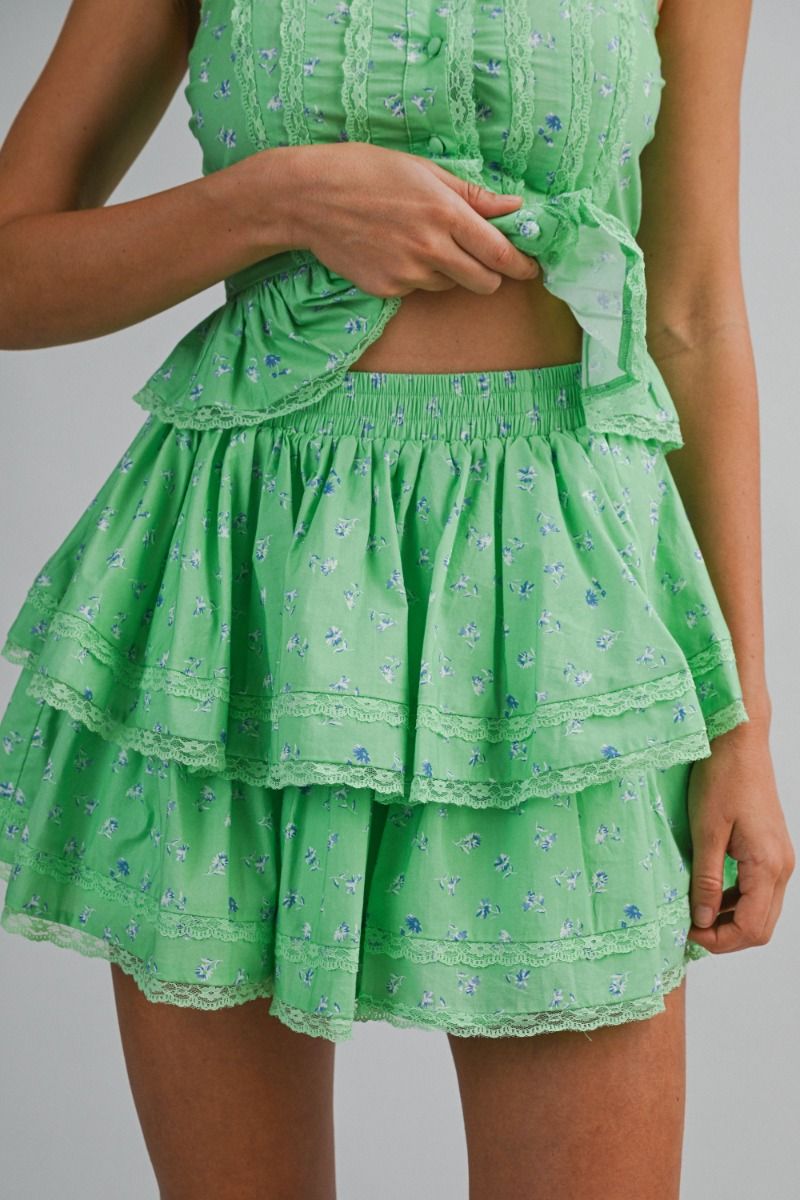 Load image into Gallery viewer, Peplum Top and Skirt Set Green

