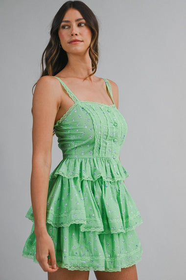 Peplum Top and Skirt Set Green