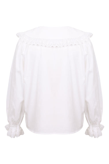 Poplin Lace Collar Blouse Off White