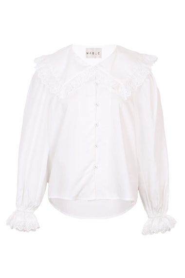 Poplin Lace Collar Blouse Off White