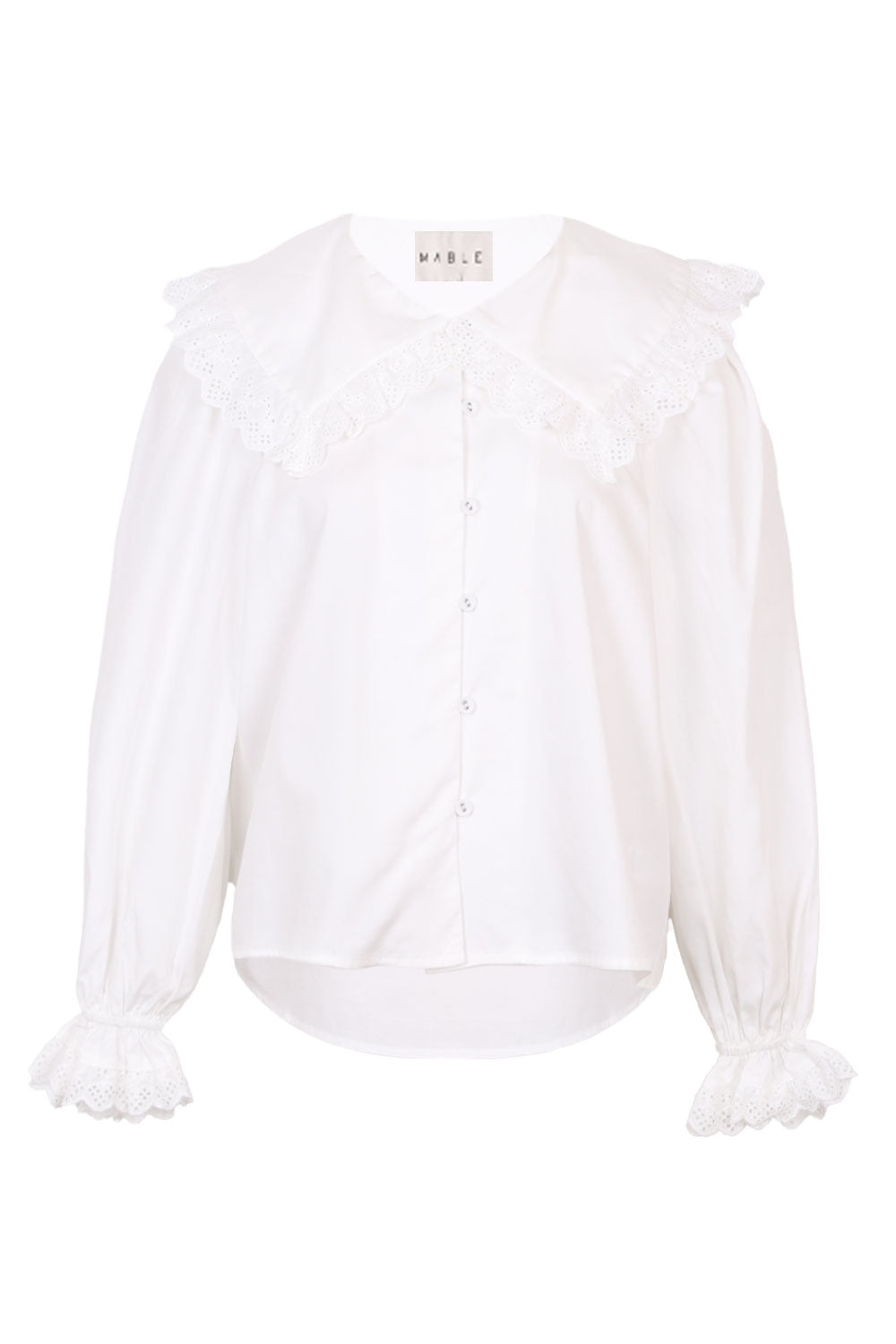 Load image into Gallery viewer, Poplin Lace Collar Blouse Off White
