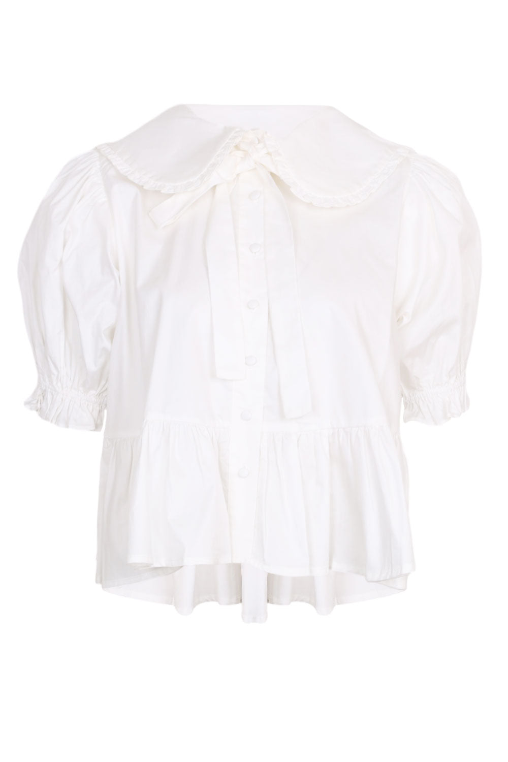 Load image into Gallery viewer, Poplin Peterpan Puff Sleeve Blouse Off White
