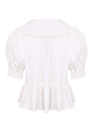 Poplin Peterpan Puff Sleeve Blouse Off White