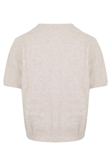 Ribbon Detail Knit Top Lt Taupe/Cream