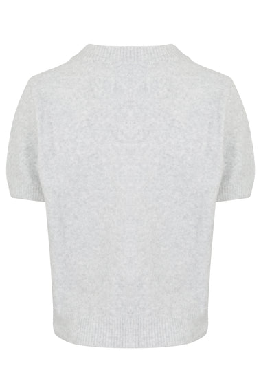 Ribbon Detail Knit Top Lt Grey/Cream