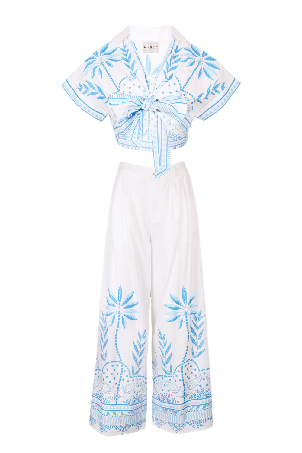 Load image into Gallery viewer, Rowena Crop Top and Trousers Set Blue
