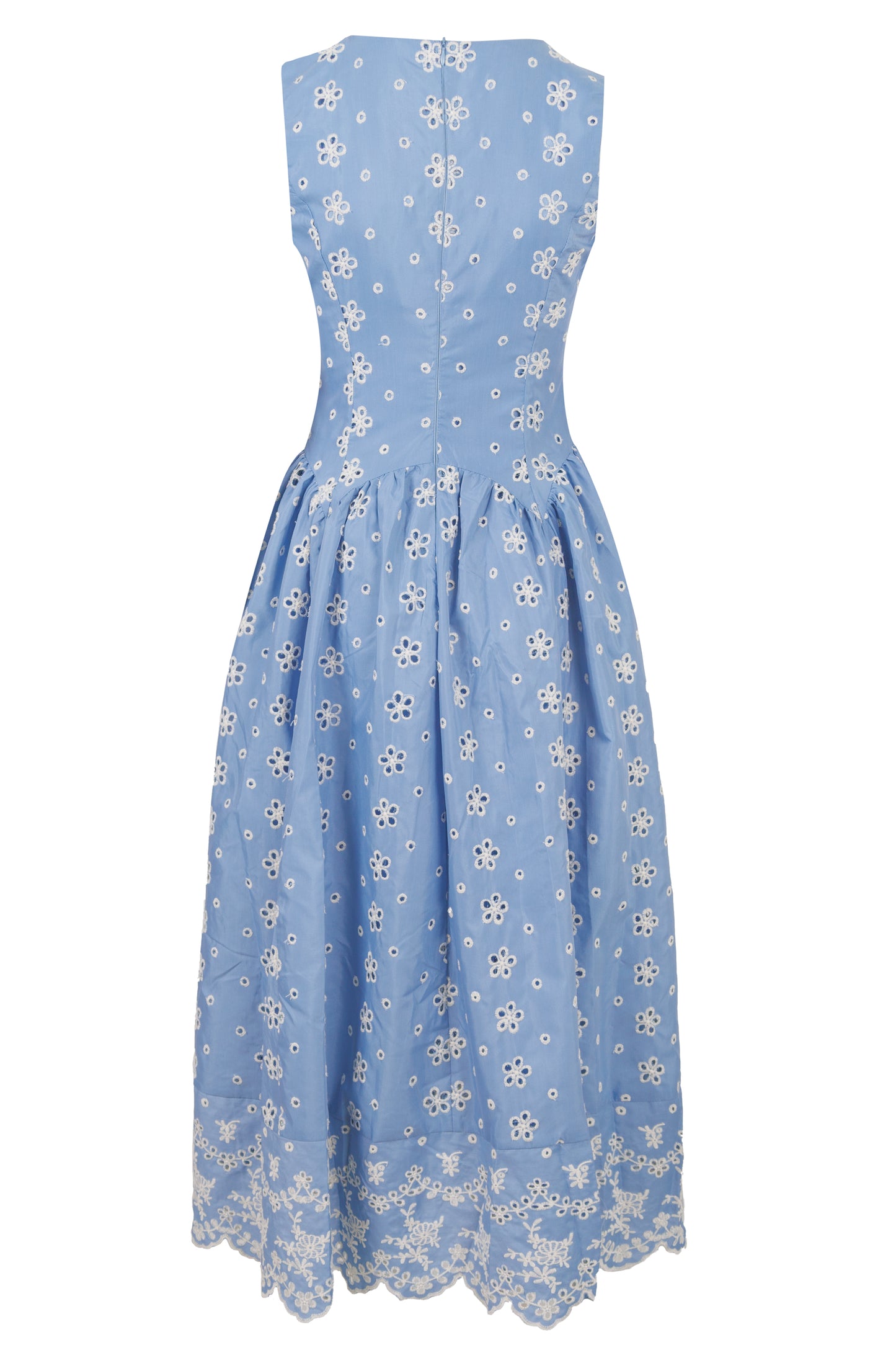 Load image into Gallery viewer, Scallop Hem Midi Dress Blue
