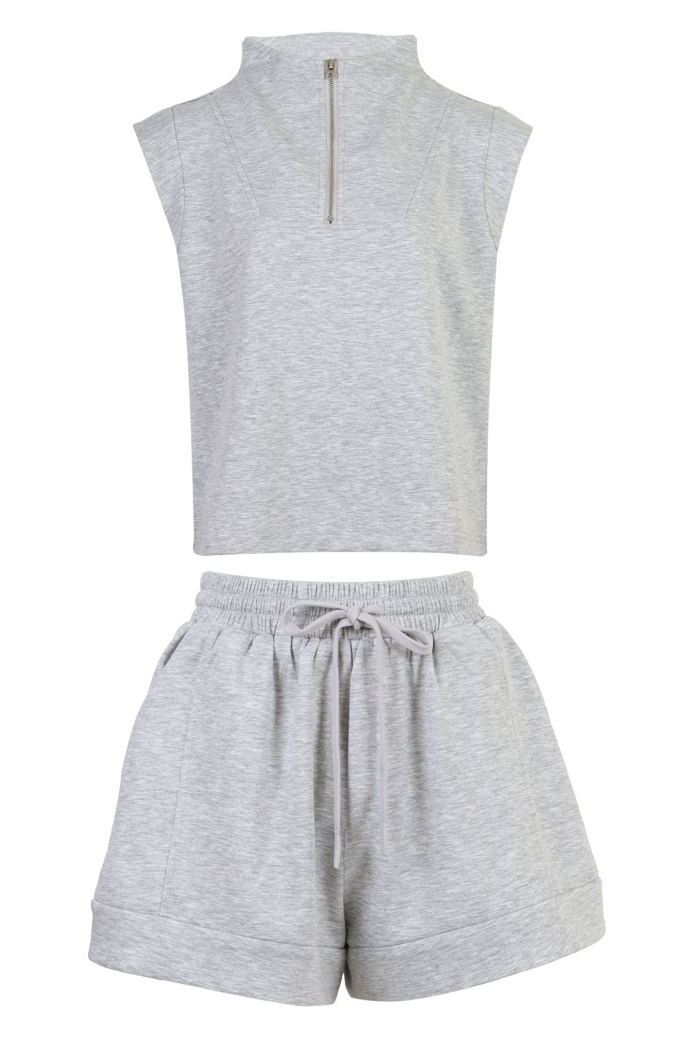 Load image into Gallery viewer, Scuba Zip Up Tank and Shorts Set Grey
