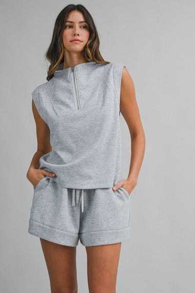 Scuba Zip Up Tank and Shorts Set Grey