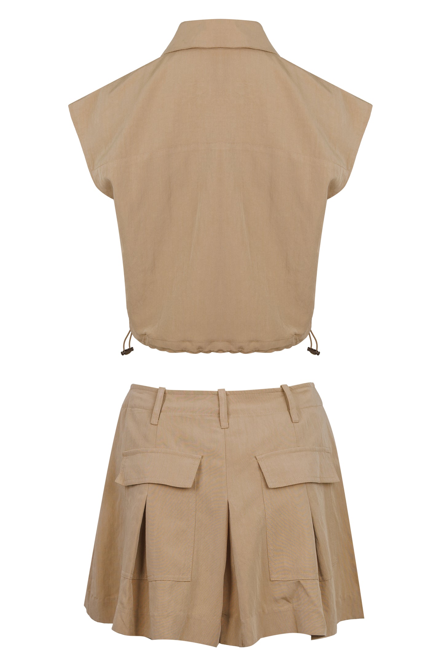 Load image into Gallery viewer, Top and Cargo Skirt Set Taupe
