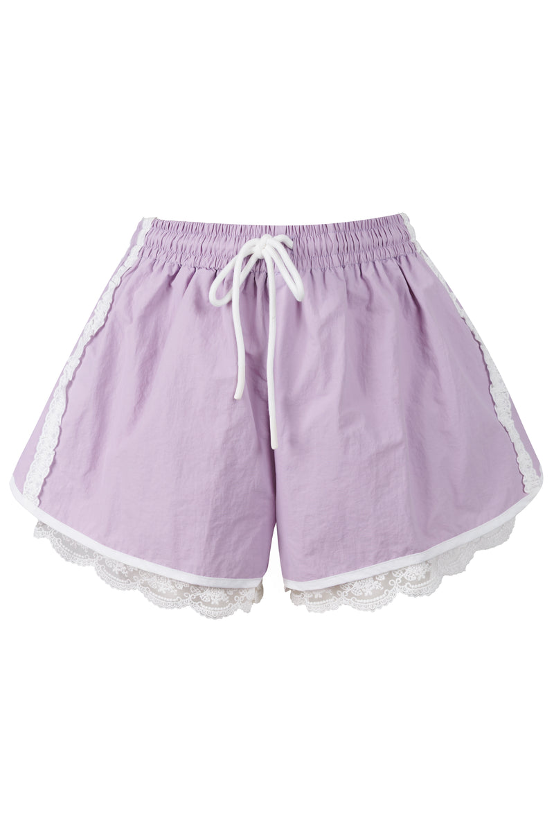 Lace String Shorts Lavander