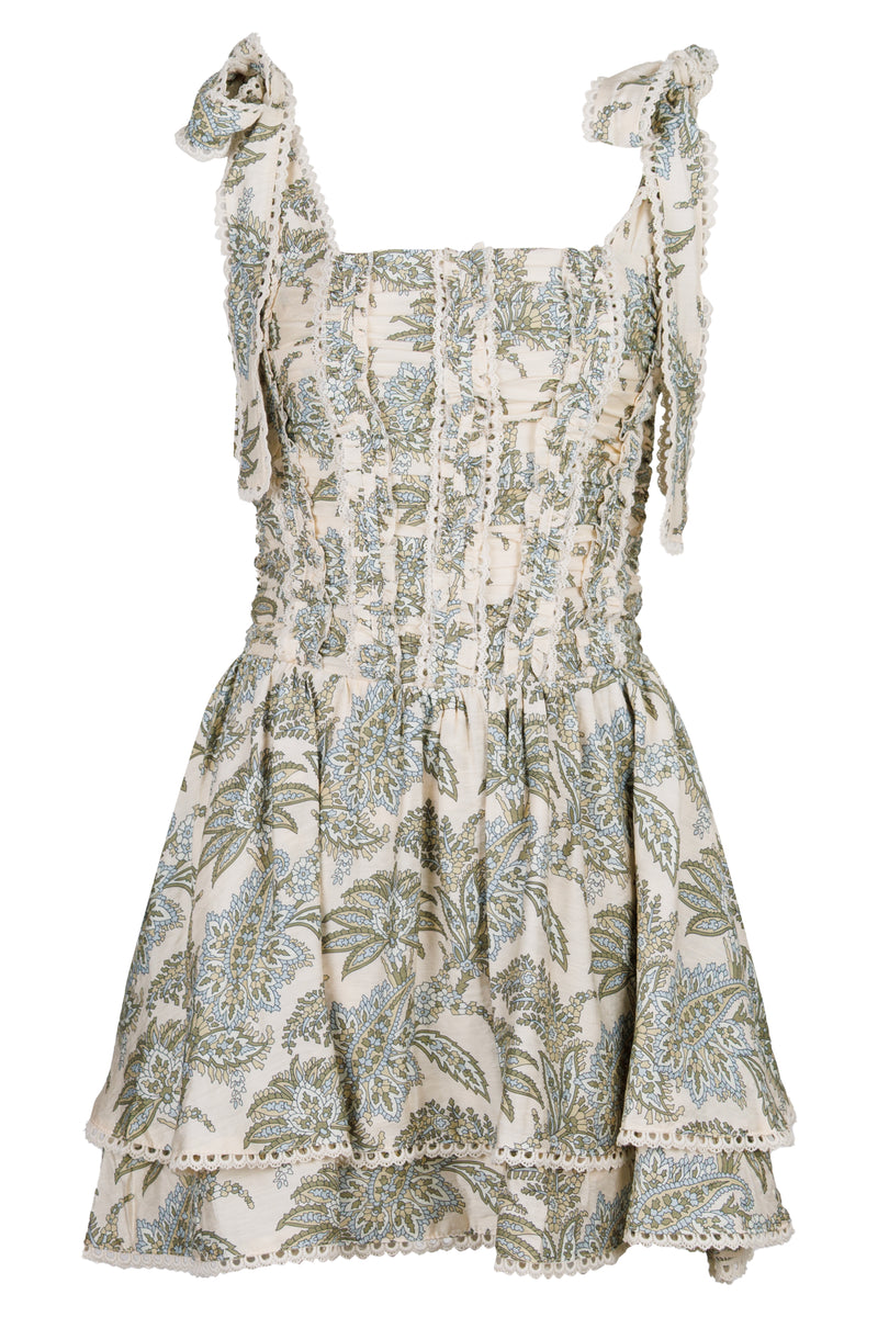 Paisley Corset Mini Dress Cream