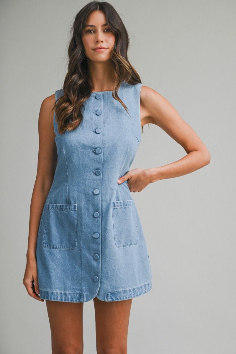 Load image into Gallery viewer, Square Neck Denim Dress
