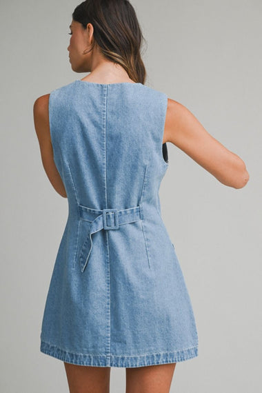 Square Neck Denim Dress