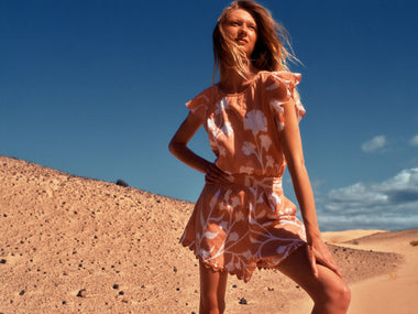 Sleeveless Frill Top Majorelle Print - Top