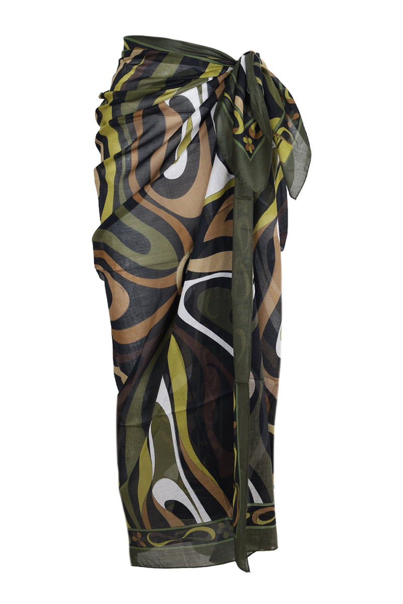 Marble Print Cotton Pareo Khaki
