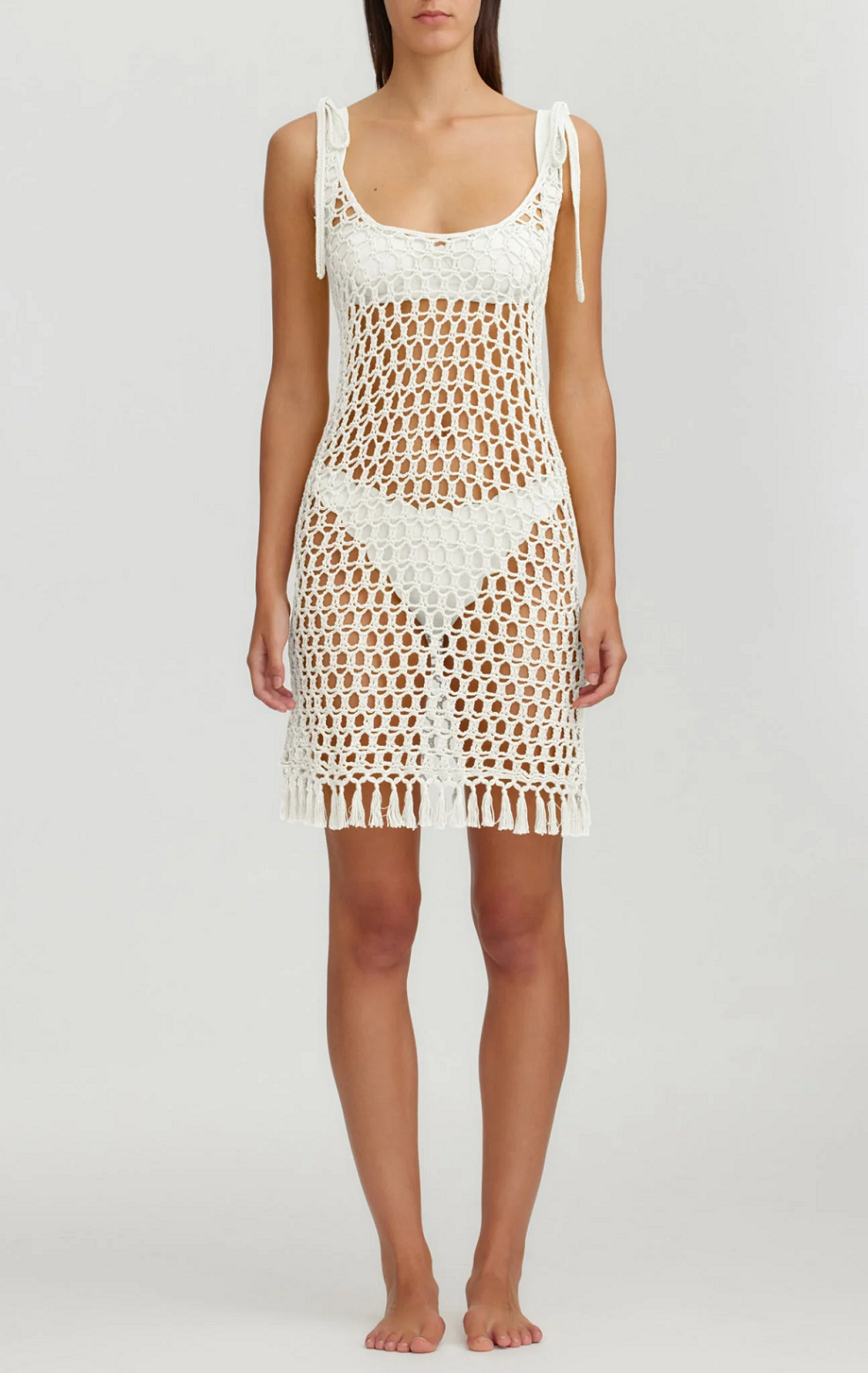 Load image into Gallery viewer, Marysia Crochet Mini Dress Natural - Dress
