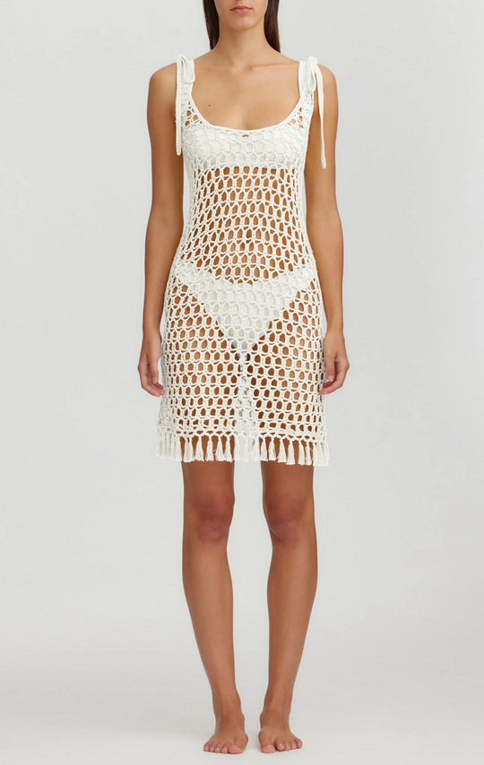 Marysia Crochet Mini Dress Natural