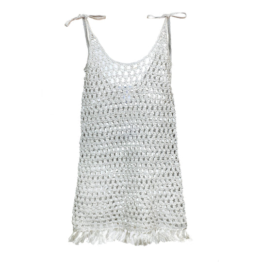Marysia Crochet Mini Dress Silver