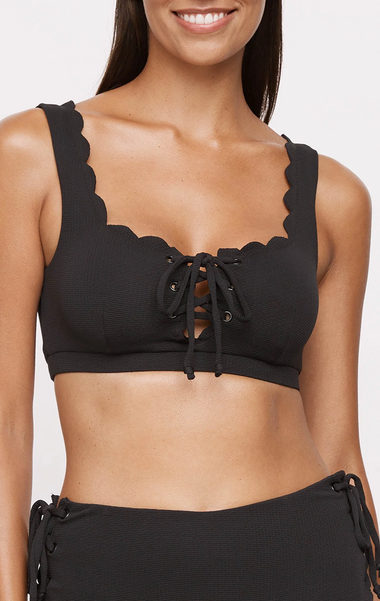 Palm Springs Tie Top Black - Bikini Top