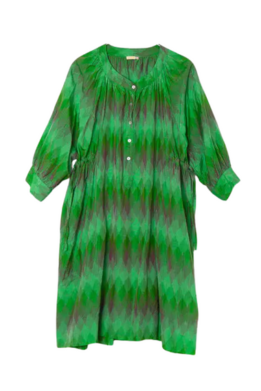 Green Dress in Ikat Print