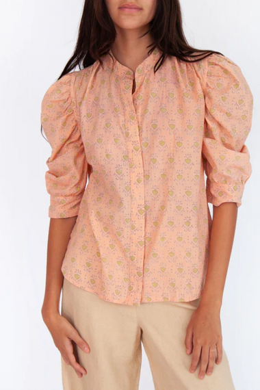 Puff Sleeve Top in Light Orange