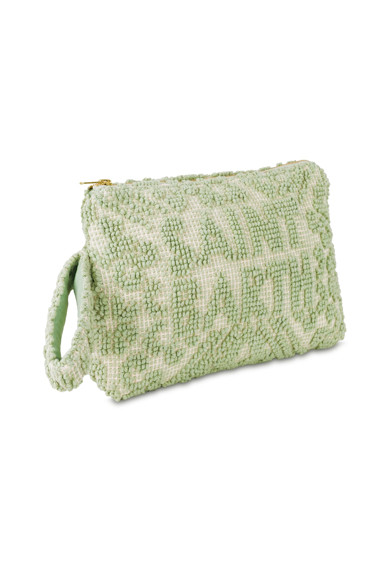 Load image into Gallery viewer, Aline Pouch with Tufting Embroidery Sage
