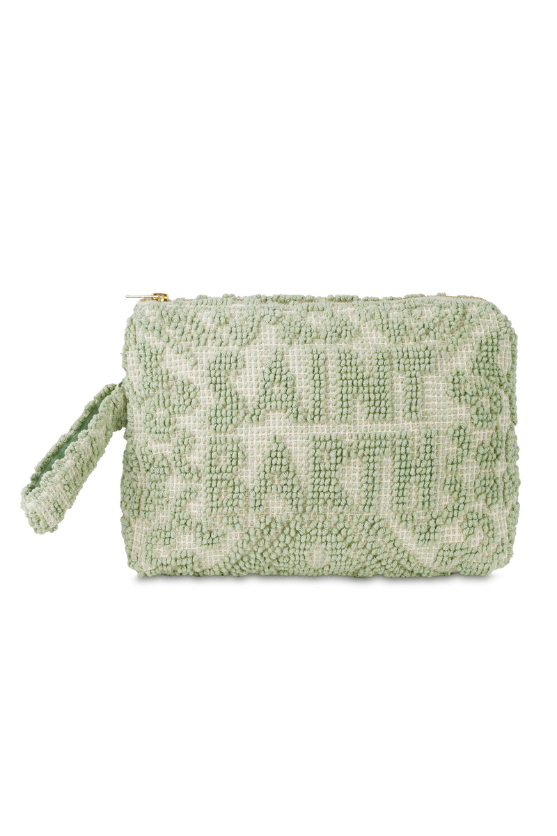Aline Pouch with Tufting Embroidery Sage