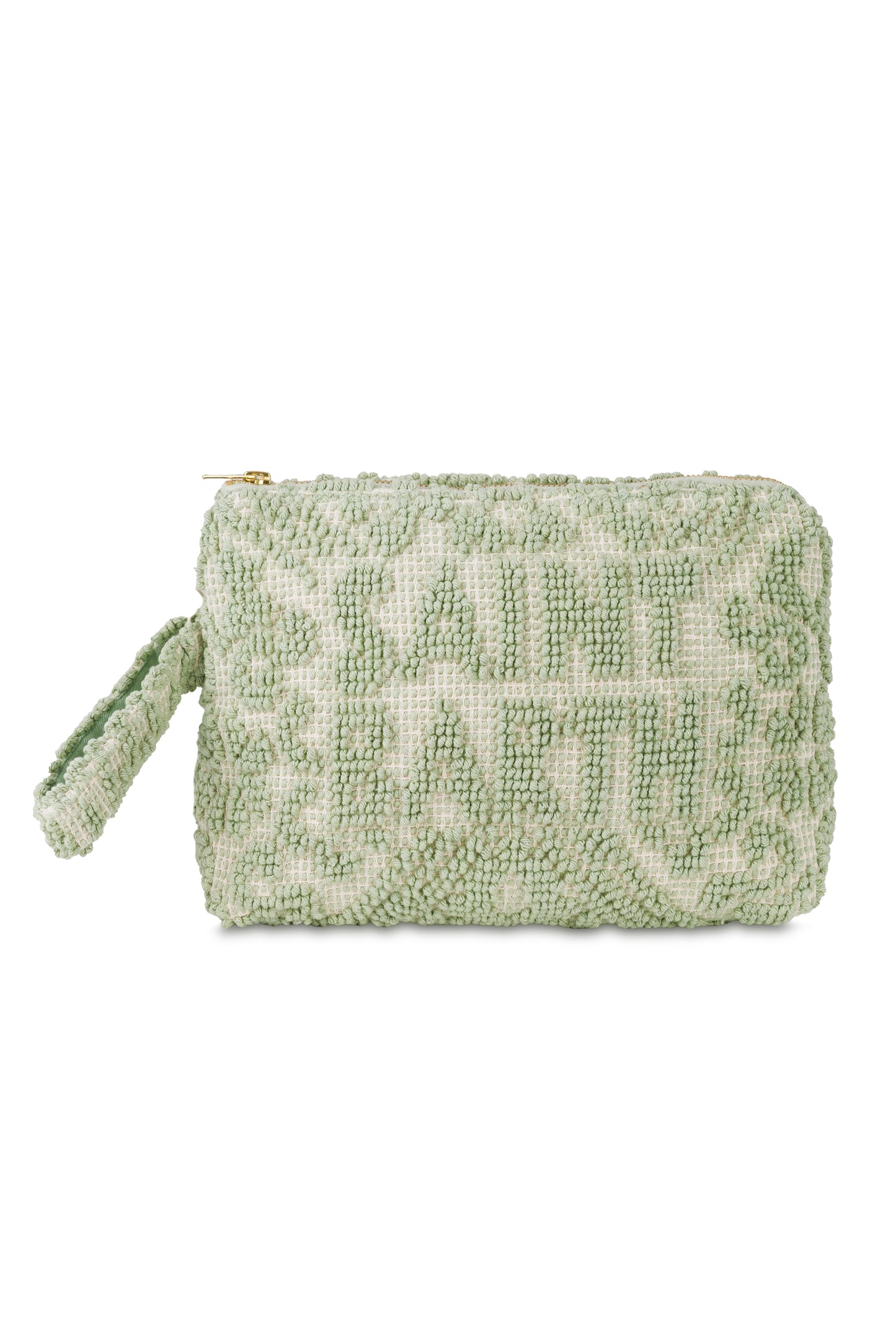 Load image into Gallery viewer, Aline Pouch with Tufting Embroidery Sage
