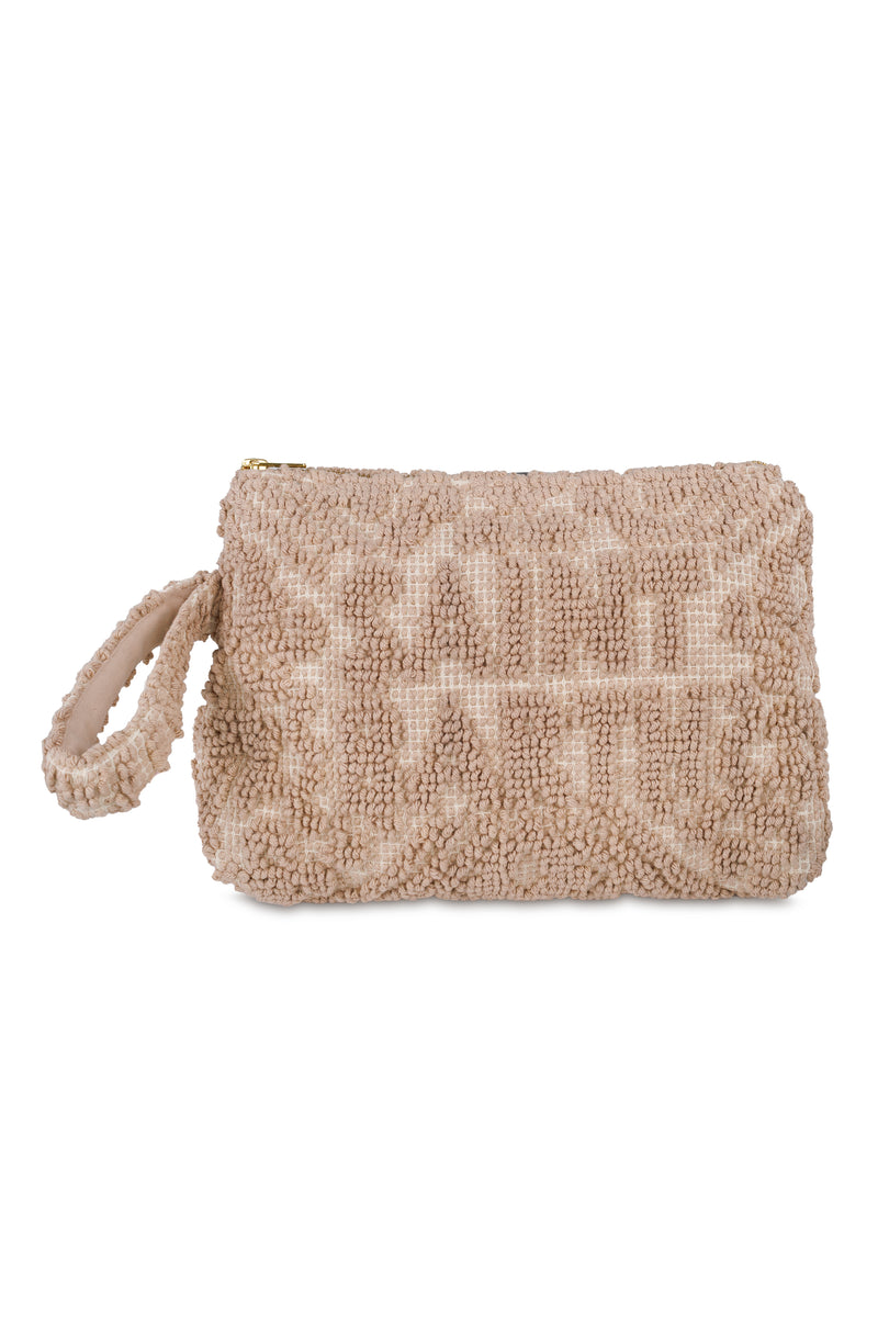 Aline Pouch with Tufting Embroidery Beige
