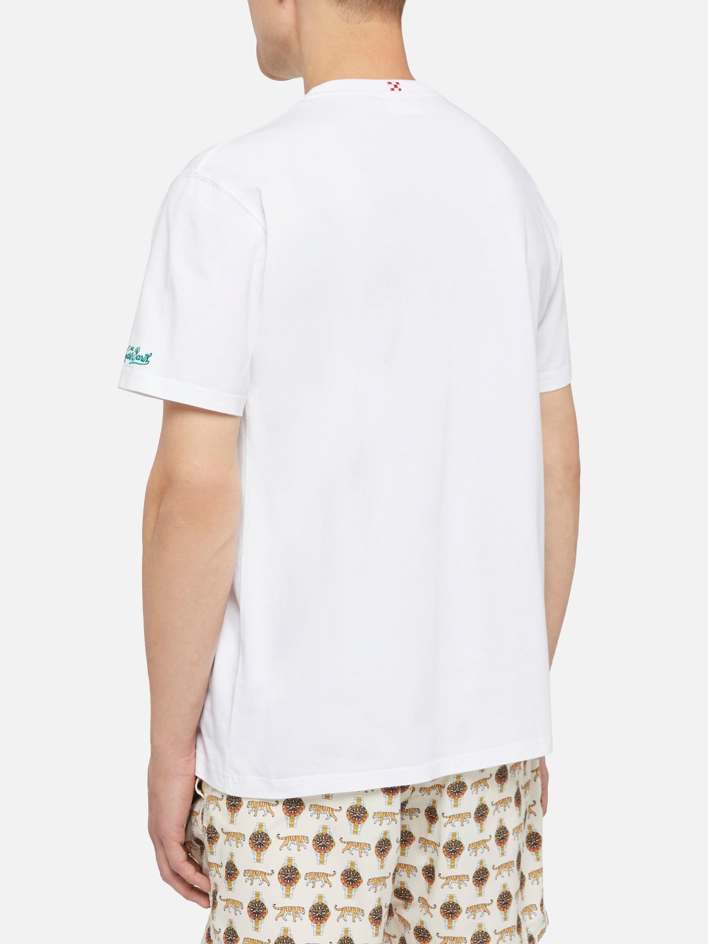 Load image into Gallery viewer, Austin Cotton T-Shirt with Embroidery and Watch Print
