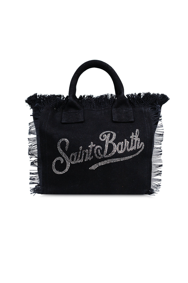 Colette Canvas with Rhinestone Logo Black Bag
